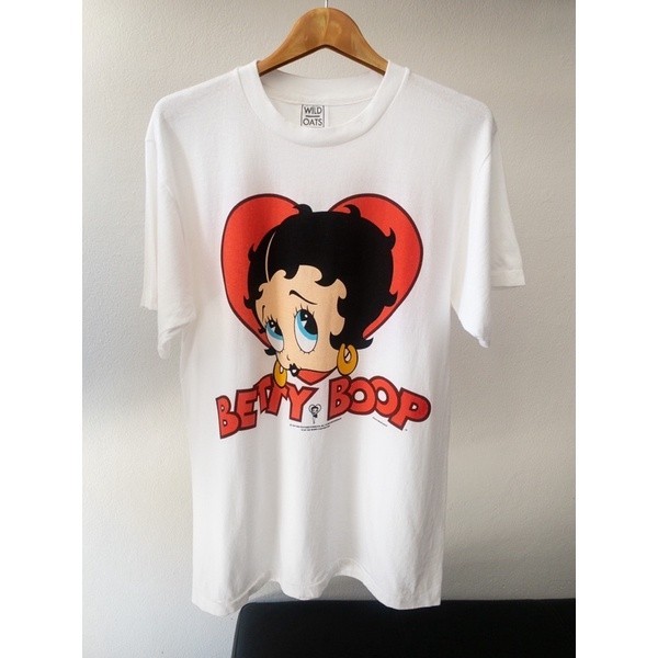 เสื้อยืด Betty Boop สีขาวยกทรง OOP-A-DOOP ไซส์ S-5XL ผ้าฝ้าย 100% รอบคอมีความสบาย แบบยูนิเซ็กส์ ธีมก