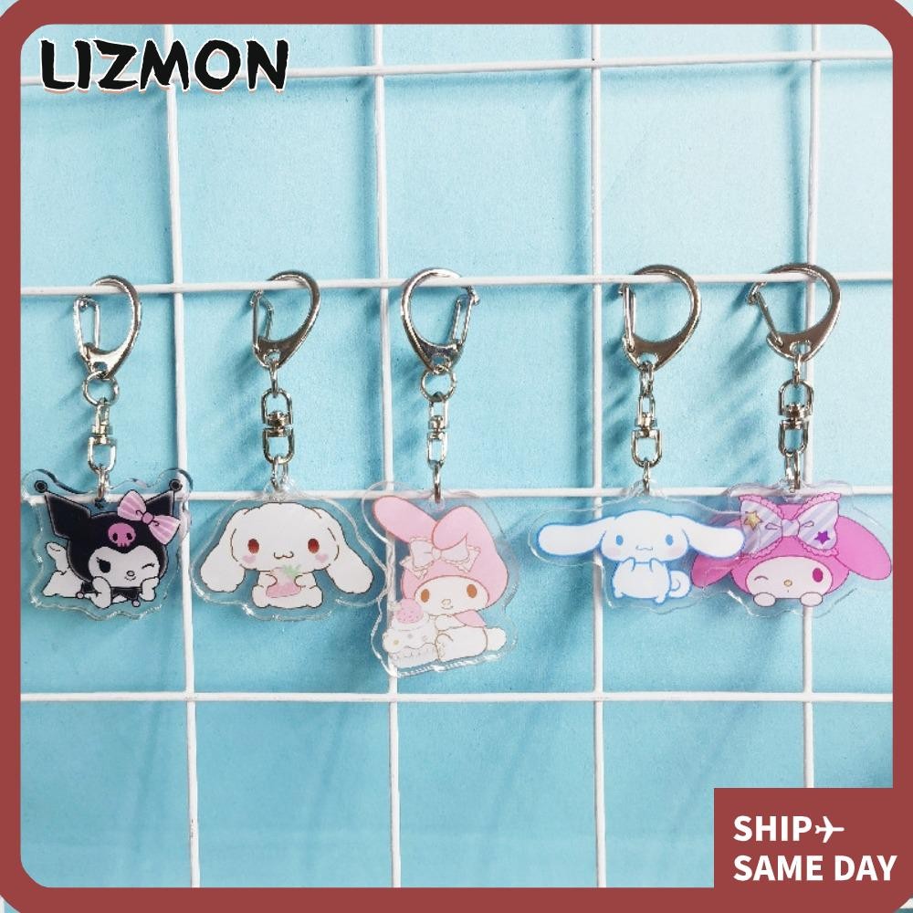 จี้อนิเมะ LIZMON, พวงกุญแจ Melody Kuromi น่ารัก, ของเล่นสะสม Cinnamon Sanrio รูปพวงกุญแจอะคริลิคกระเป๋านักเรียน