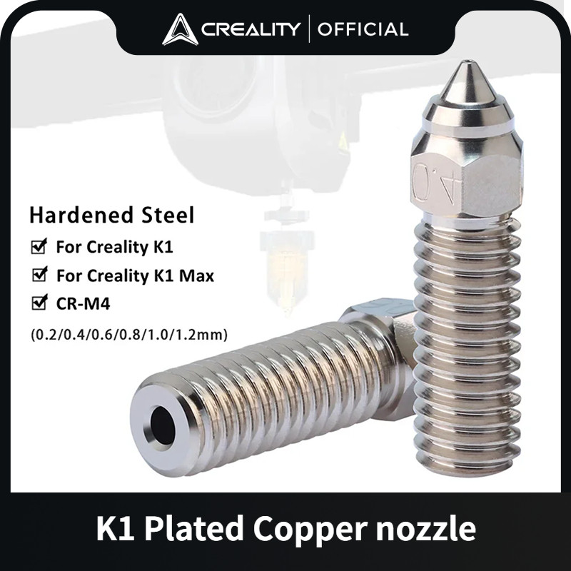CREALITY K1 Nozzle 0.2/0.4/0.6/0.8/1.0/1.2mm Hardened Steel Plated Copper High Temperature Wear Resi