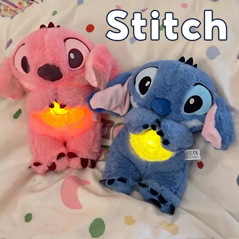 ตุ๊กตา Stitch นอนกรน มีไฟ LED นุ่มนิ่ม ปลอดภัยสำหรับเด็กแรกเกิด พร้อมฟังก์ชันหลับหายใจ