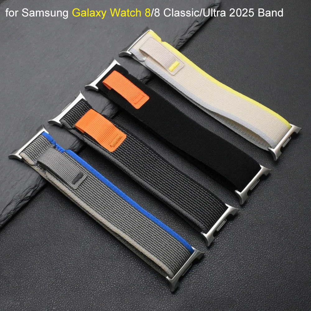ไนลอนกีฬาสําหรับ Samsung Galaxy นาฬิกา 8 คลาสสิก 46 มม.นาฬิกา 8 44/40 มม.Correa Galaxy Ultra 2025 47 มม.เปลี่ยนสายรัดข้อมือสายคล้อง