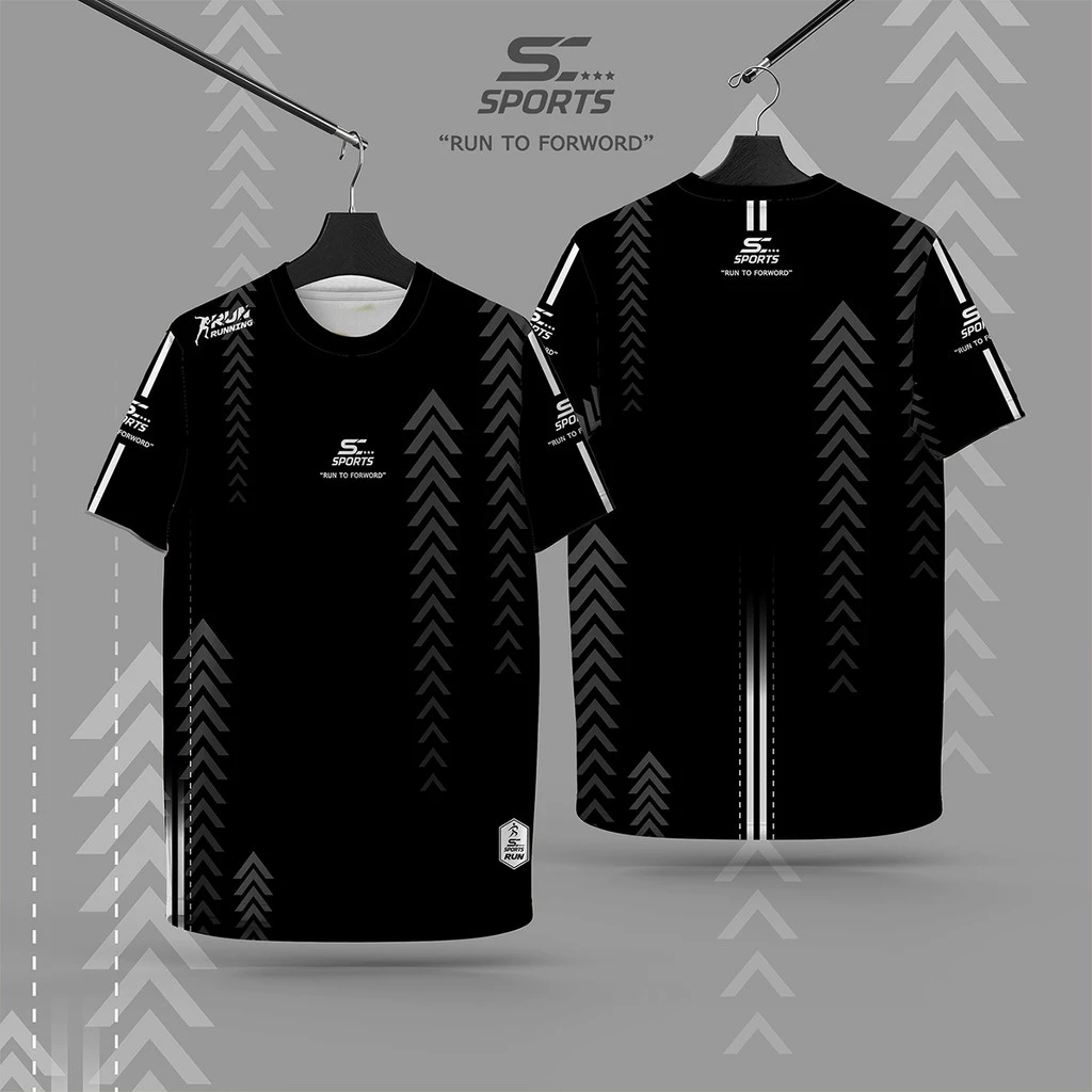SC Sports เสื้อกีฬา เสื้อพิมพ์ลาย Run01-สีดำ งานจริงสวย สีสด หนา145g นุ่มลื่นใส่สบาย