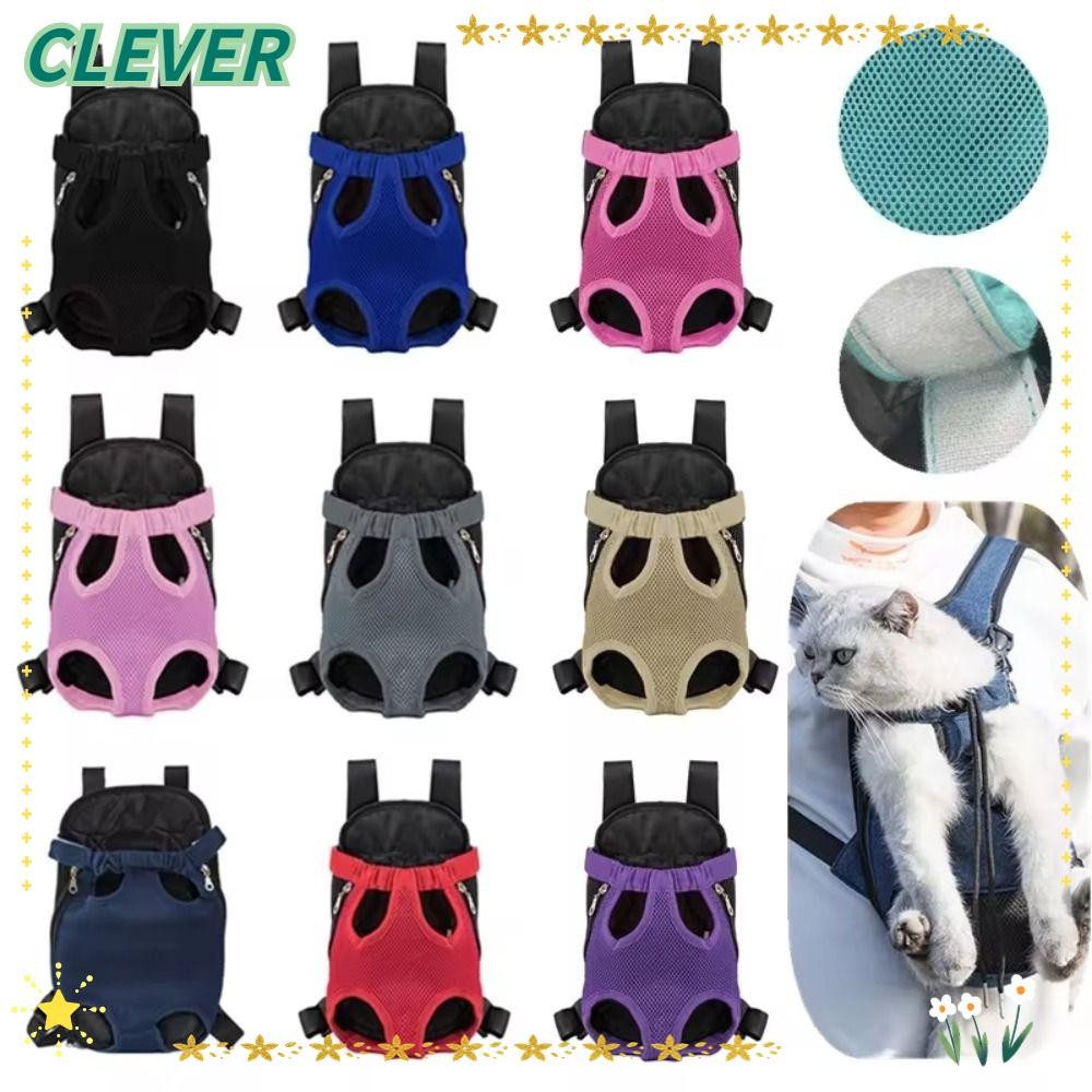 CLEVER Cat Carrier Bag, Breathable Adjustable Pet Backpack, Double Shoulder Dog Carrier Backpack for