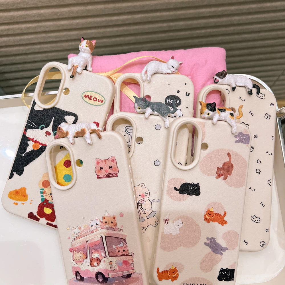 เคส iPhone จี้รูปแมวการ์ตูน สำหรับ iPhone 11-17 Series thumbnail 4