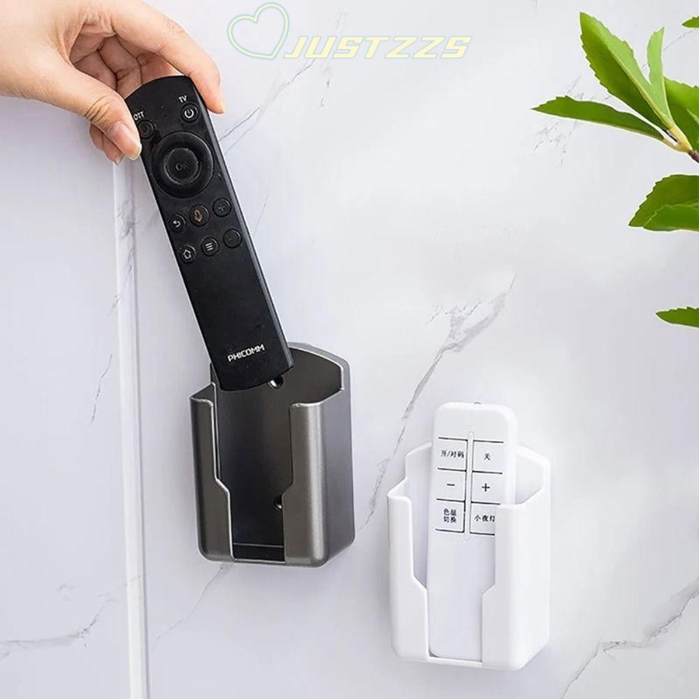 JUSTZZS ที่วางรีโมทคอนโทรล, กล่องเก็บของอเนกประสงค์ไม่จําเป็นต้องเจาะ, เครื่องปรับอากาศทีวีกาวติดผนังชั้นวาง