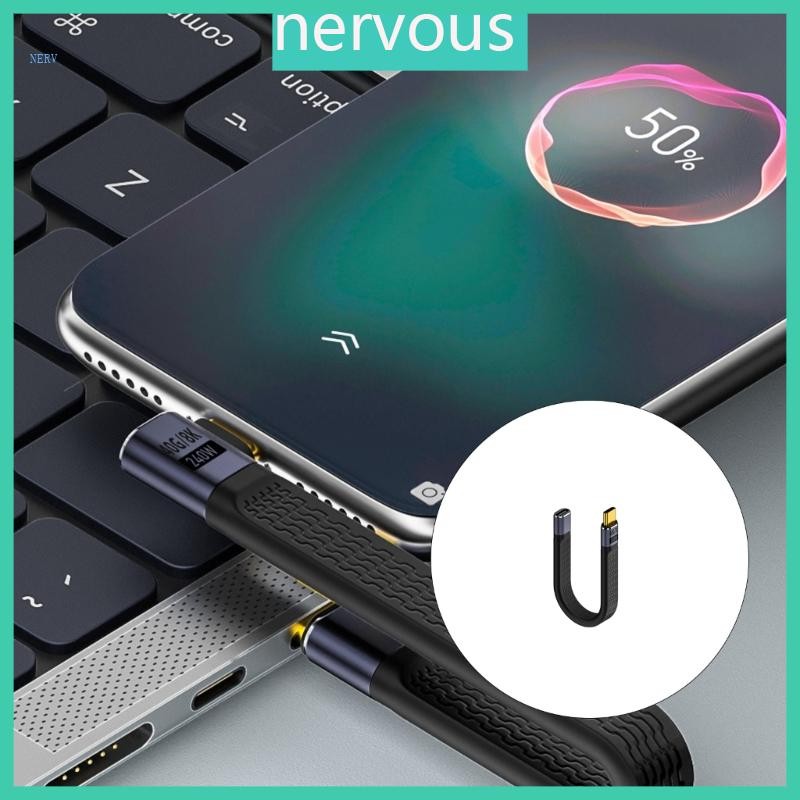 NERV 40Gbps USB C Data Cable 240W Fast Charging Short Silicone Cord Tangleds Resistance for Travel U