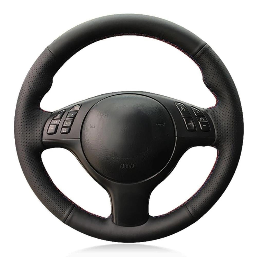 ที่หุ้มพวงมาลัยรถยนต์ Hand-stitched หนังเทียมสีดําสําหรับ BMW M Sport E46 330i 330Ci E39 540i 525i 5