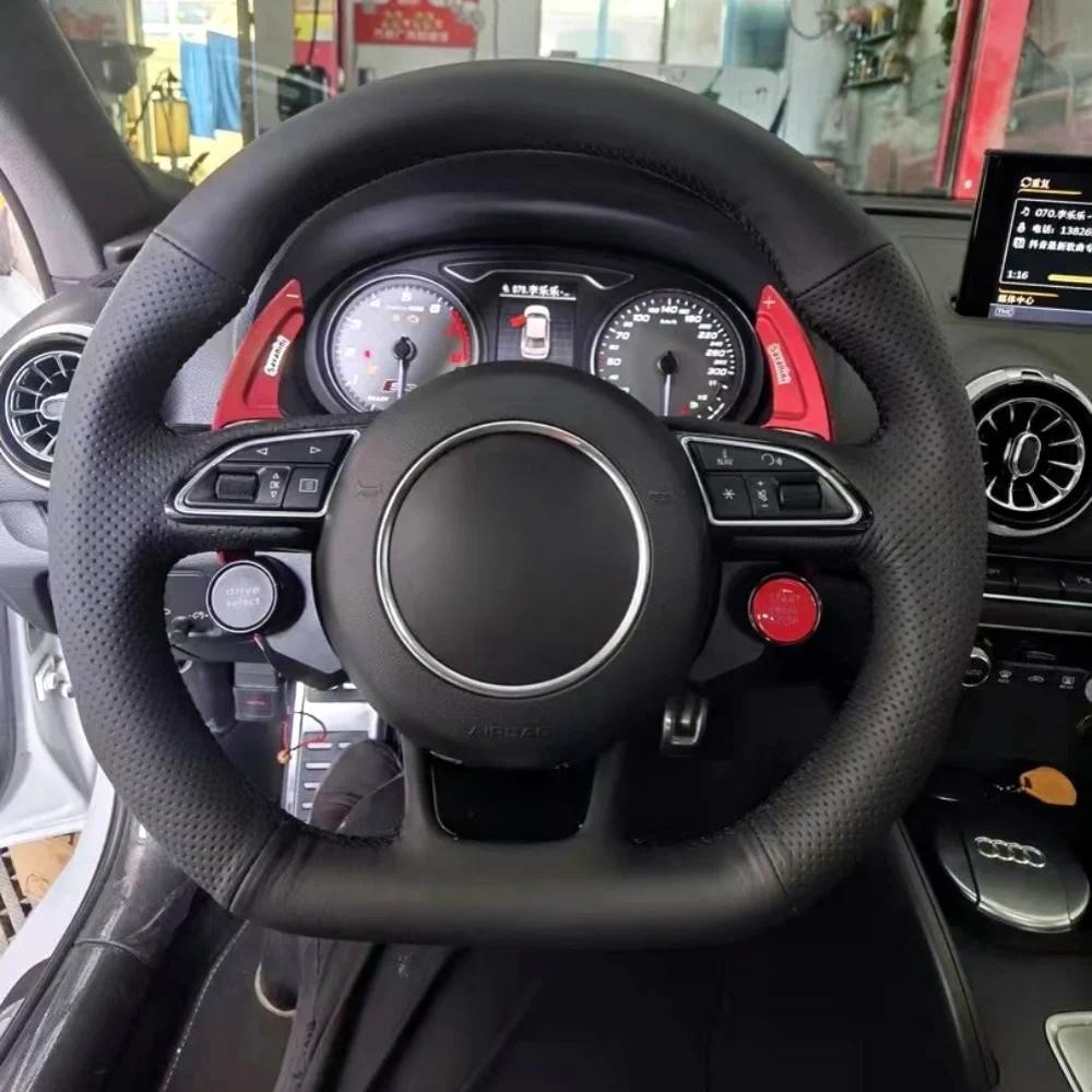 ที่หุ้มพวงมาลัยรถยนต์ DIY หนังไมโครไฟเบอร์เย็บมือสําหรับ Audi TT TTS (8J) 2006-2013 2014 A3 S3 (8P) 