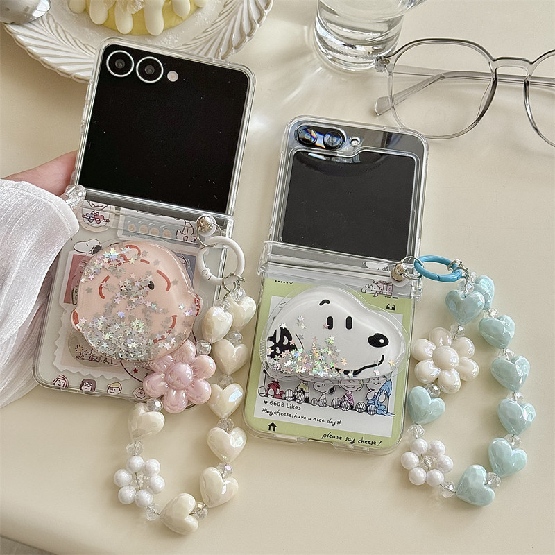 ความงามน่ารักสําหรับ Samsung Galaxy Z Flip 7 6 5 4 3 7FE กรณีการออกแบบสร้างสรรค์โปร่งแสง Flip5 Flip6 Flip7FE เชือกเส้นเล็กเคสโทรศัพท์