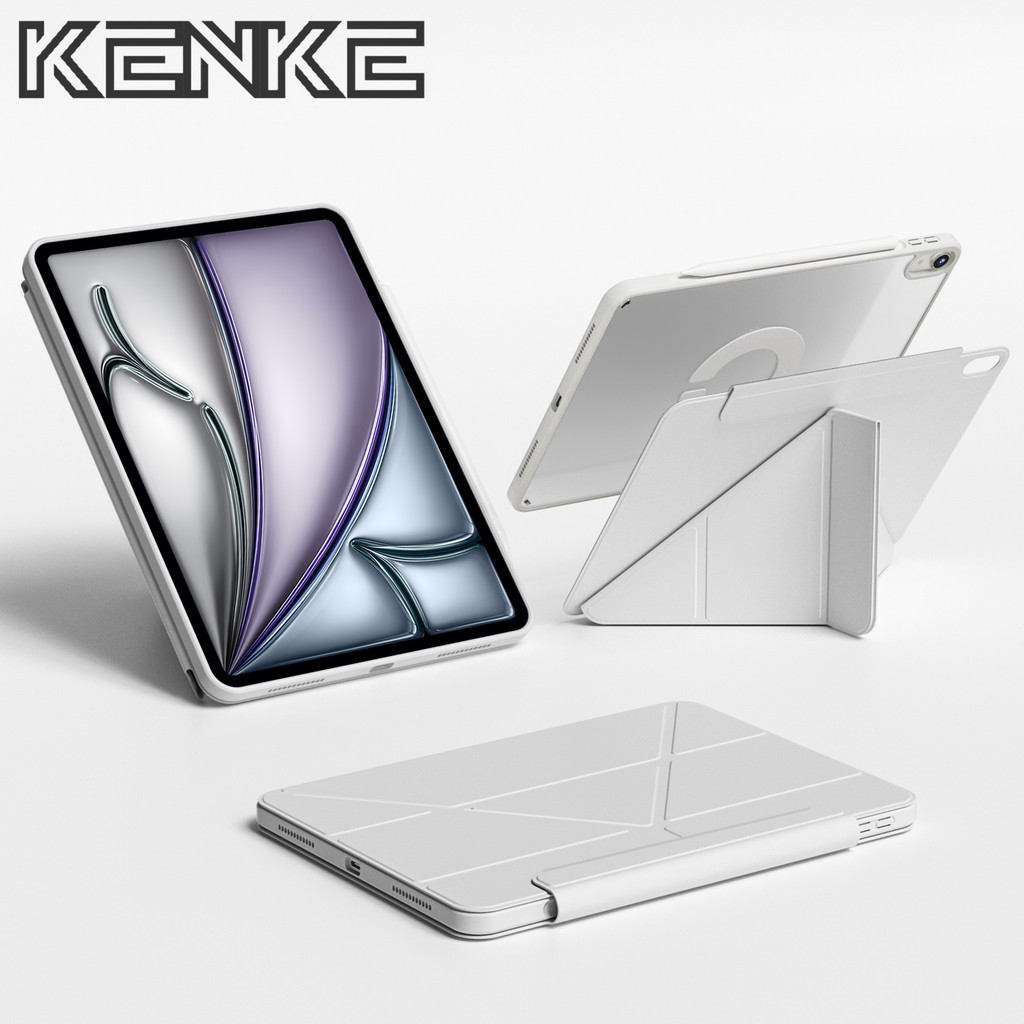 KENKE เคส iPad,เคสไอแพด iPad Air 5th gen - ฝาพับ 2 ใน 1 - แม่เหล็กตัวแปรปรับได้ - สีน้ำตาล，เคสไอแพด 