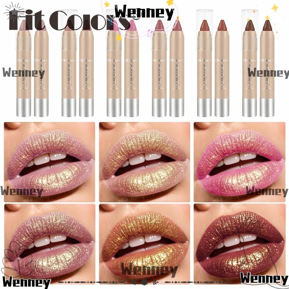 WENNEY Lips Lipliner Pencil, Matte with Gold Glitter Lipstick Lipliner, Waterproof Long-Lasting Shin