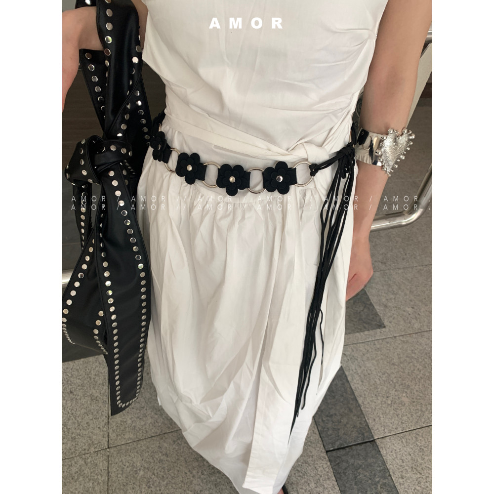 อุปกรณ์ตกแต่งสไตล์เกาหลี-boho ดอกไม้พู่เอวโซ่ เหมาะสำหรับเดรส