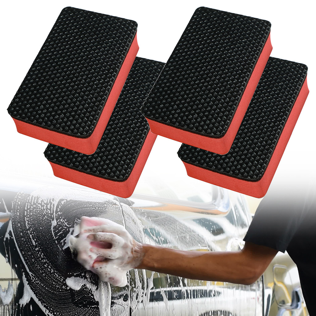 4 ชิ้นรถ Magic Clay Bar Pad การปนเปื้อนฟองน้ํารายละเอียดรถฟองน้ําบล็อกทําความสะอาด Smooth Eraser Wax