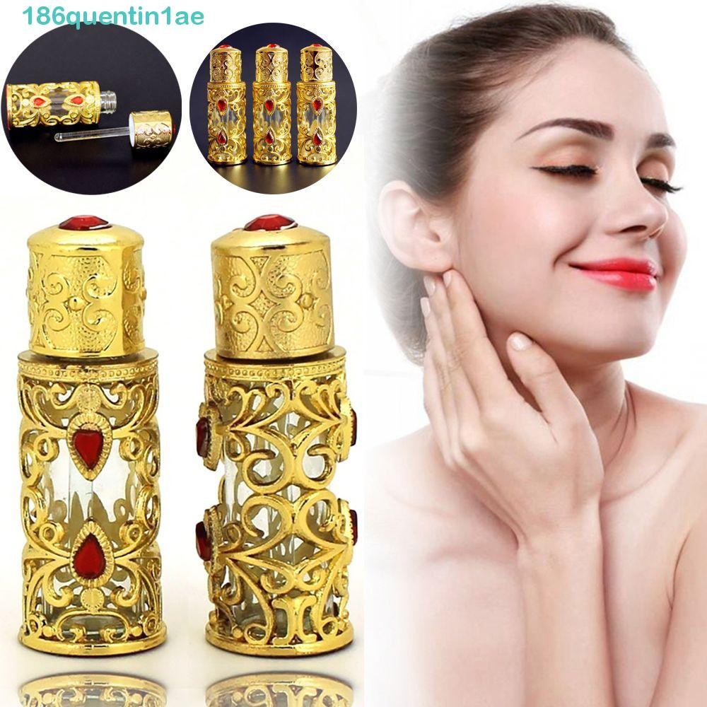 QHENTIN1AE ขวดน้ําหอมหยดโลหะผสมที่ว่างเปล่าดูไบสไตล์ตะวันออกกลางตกแต่งของขวัญโบราณโลหะขวดน้ํามันหอมระเหย