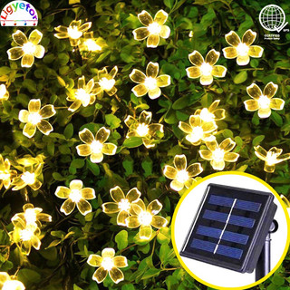 Solar Flower String Lights Outdoor Waterproof Cherry Blossom Solar Sakura Lamp for Home Garden and Christmas Tree Decor