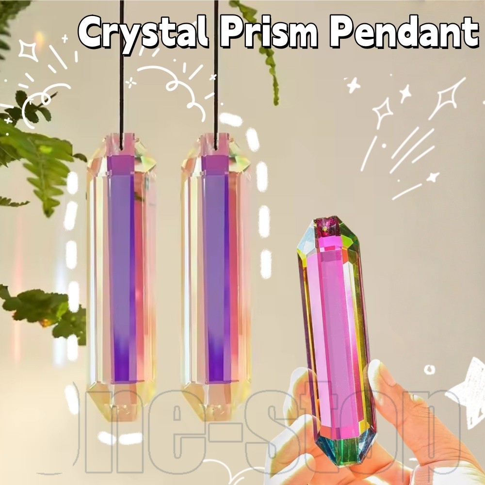 AB สีคริสตัล Prism จี้ Suncatcher, 2 ชิ้นโมเดิร์น Minimalist Glass Decor พร้อม Rainbow Glow สําหรับ 