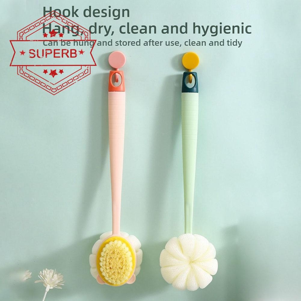 ❦ไดอะดู❦ ฟองน้ําสีชมพูยาวผมนุ่มแปรงอาบน้ําเครื่องมือสองด้าน I0y5 อ่างขัด E9p6 กลับ Z6n2  ❦ไดอะดู❦