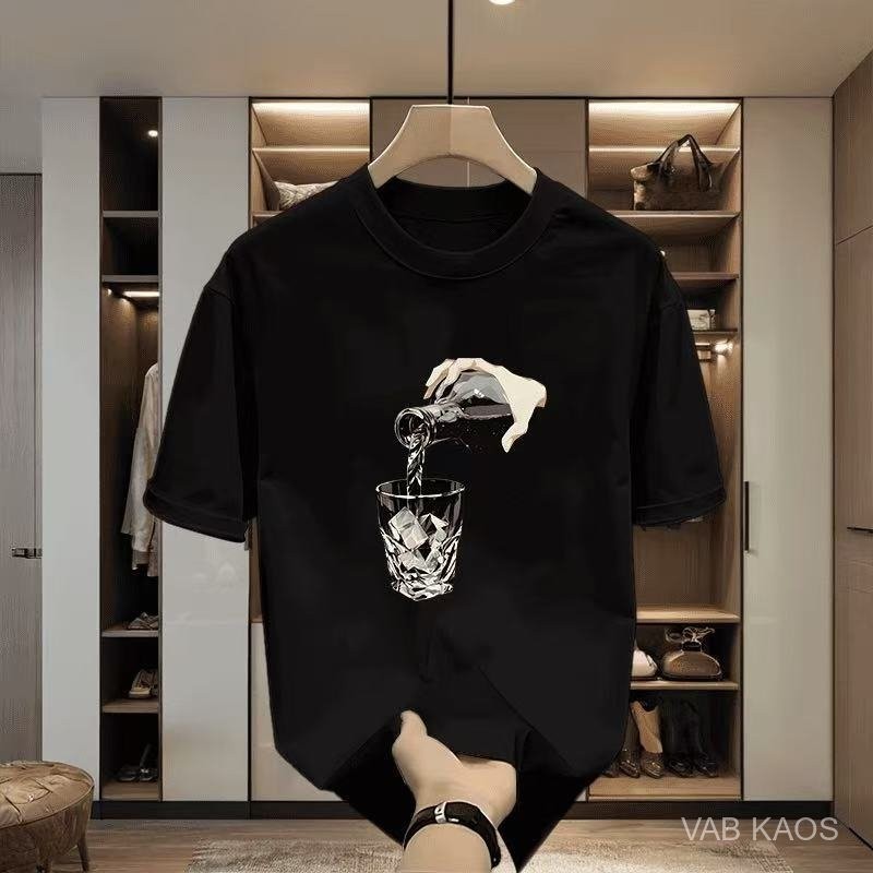 KATUN VBA Tide Plankton พิมพ์ดอกไม้พิมพ์หล่อไวน์เสื้อยืดแขนขวดชายสั้นเสื้อยืดฤดูร้อนใหม่ผ้าฝ้ายหลวมร