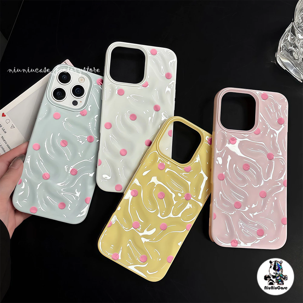 For IPhone 16 15 14 13 12 11 Pro Max X XR XS Max 7 8 Plus Simple Polka Dots เคสโทรศัพท์การ์ตูน เคสไอโฟน13 Soft TPU Case thumbnail 6