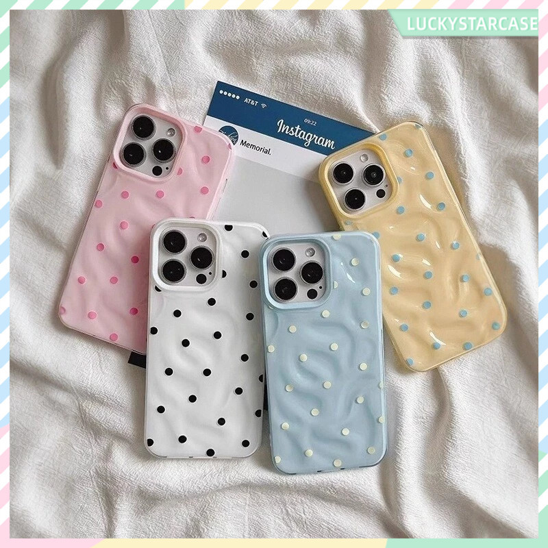 For IPhone 16 15 14 13 12 11 Pro Max X XR XS Max 7 8 Plus Simple Polka Dots เคสโทรศัพท์การ์ตูน เคสไอโฟน13 เคสไอโฟนสวยๆ