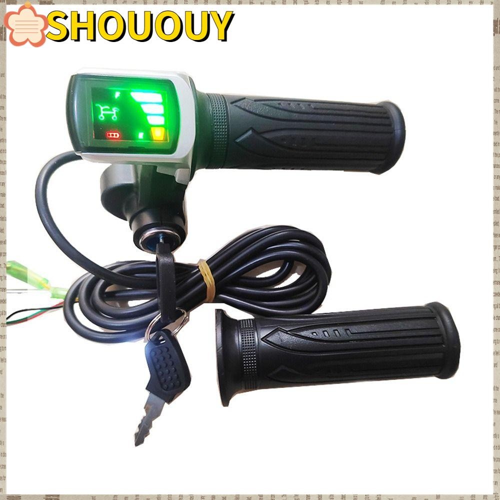 คันเร่งจักรยานไฟฟ้า 36V/48V พร้อมหน้าจอLCDและไฟแสดงสถานะ กริปคันเร่งสกู๊ตเตอร์ กุญแจล็อกแฮนเดิลบาร์ ควบคุมความเร็วได้อย่างแม่นยำ