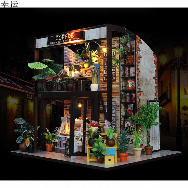 [Time Coffee House] diy Hut Assembly Model Handmade Mini House DIY Kit
