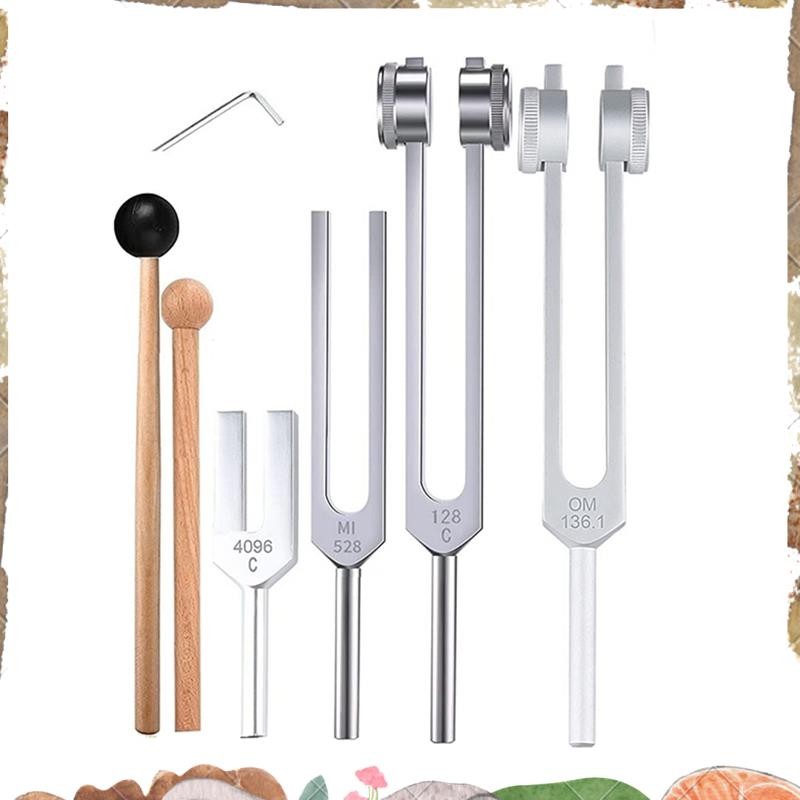 ชุดส้อมปรับแต่ง 4 ชิ้น (128Hz, 136.1Hz, MI 528Hz, 4096Hz),สําหรับ Healing Chakra,Sound Therapy,Relie