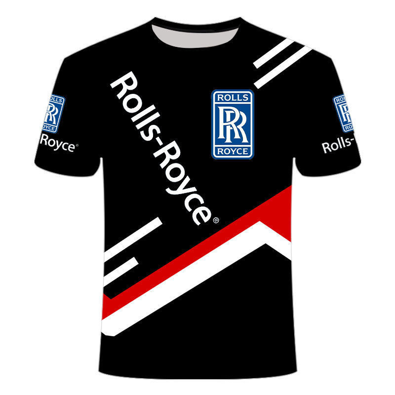 เสื้อยืดแขนสั้นผู้ชาย ลาย Roll-Royce และโลโก้รถยนต์อื่นๆ พิมพ์ 3D ทันสมัย