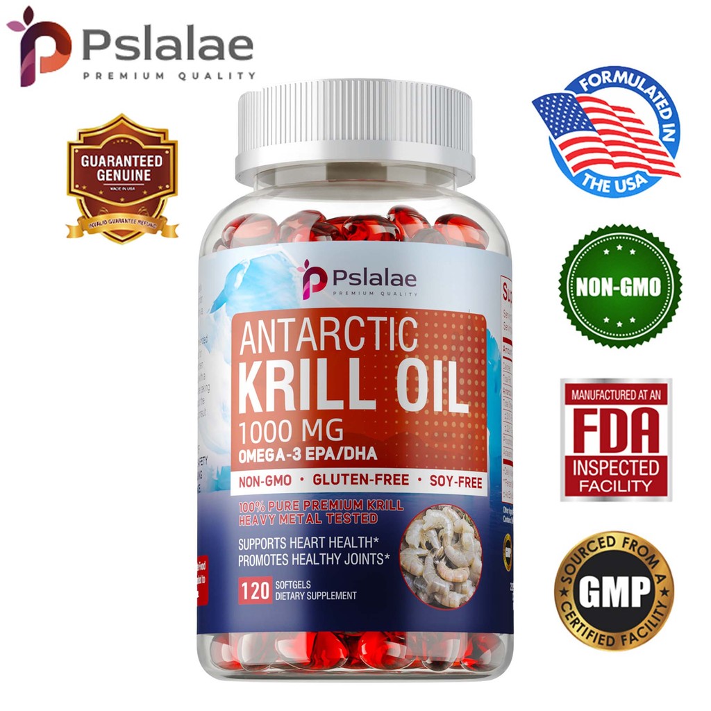 Pslalae Premium Antarctic Krill Oil Softgels, Pure Krill Oil, High Potency, Vegan, Non-GMO
