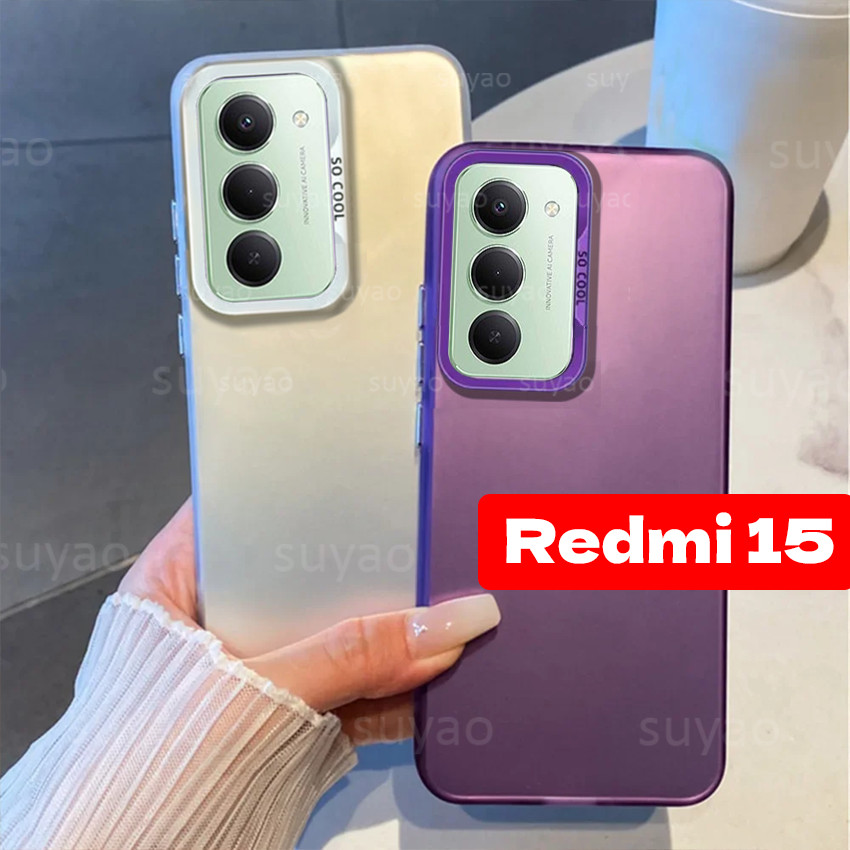 สําหรับ Redmi 15 5G 4G 2025 เคสโทรศัพท์สีทึบ IMD Redmi15 Red me mi 15 Luxury Plain Matte กล้องป้องกันกรณีกันกระแทก Hard Case Soft Cover