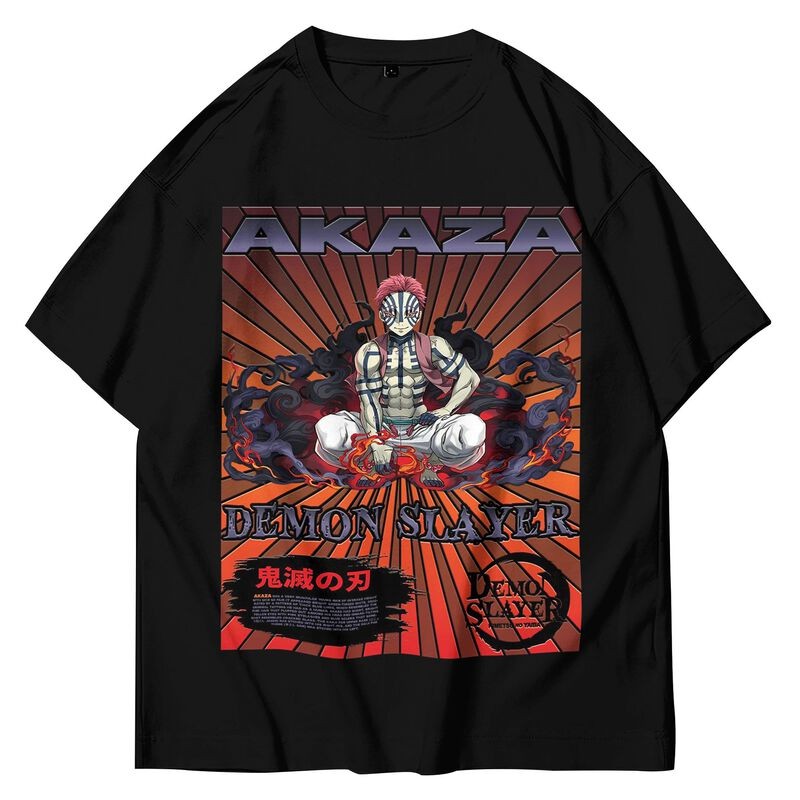 KATUN / ชําระเงินปลายทาง | 100% Cotton DEMON SLAYER AKAZA | เสื้อยืดโอเวอร์ไซส์ Unisex | หวีผ้าฝ้าย 