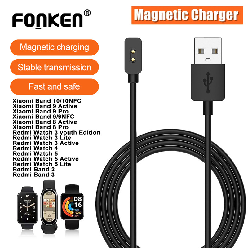 Fonken USB Type-C สายชาร์จสําหรับ Xiaomi Smart Band 10 9 8 Redmi Watch 5 4 Active Magnetic Charger