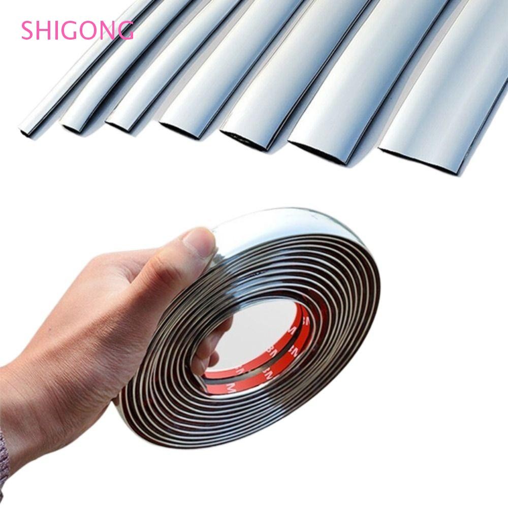 SHIGONG แถบตกแต่งรถยนต์ PVC Moulding จัดแต่งทรงผม Trim เงินอุปกรณ์ตกแต่งรถยนต์ 3M Universal Auto Doo