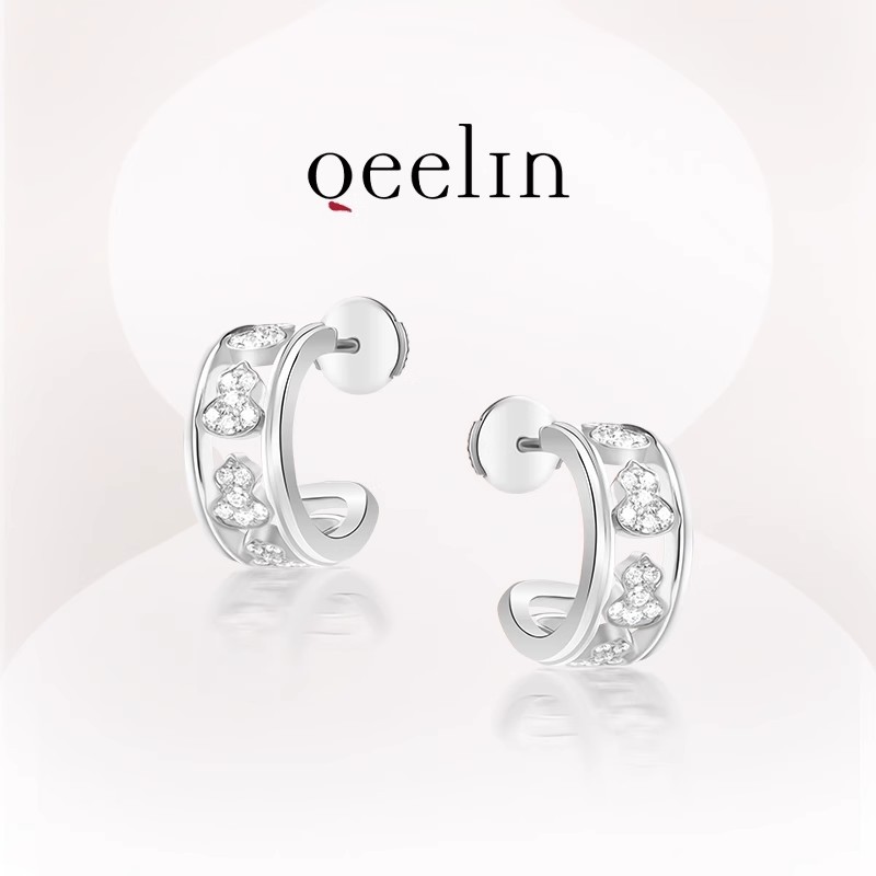 ต่างหูเพชร Qeelin Wulu Series แบบโรーズโกลด์ 18K ในกล่องสต็อกพร้อมขาย