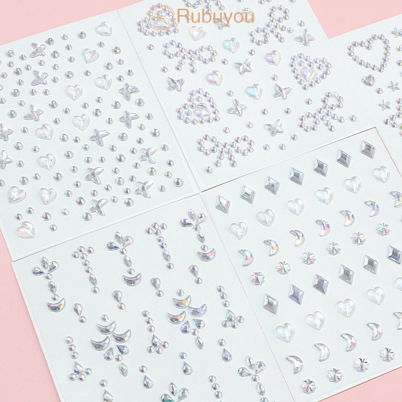 Rubuyou ﻿แต่งหน้า สติ๊กเกอร์ ลายหัวใจ รูปผีเสื้อ DIY สติ๊กเกอร์แต่งหน้า ประดับเพชร นักเรียนสำหรับผู้หญิง ของขวัญวันหยุด