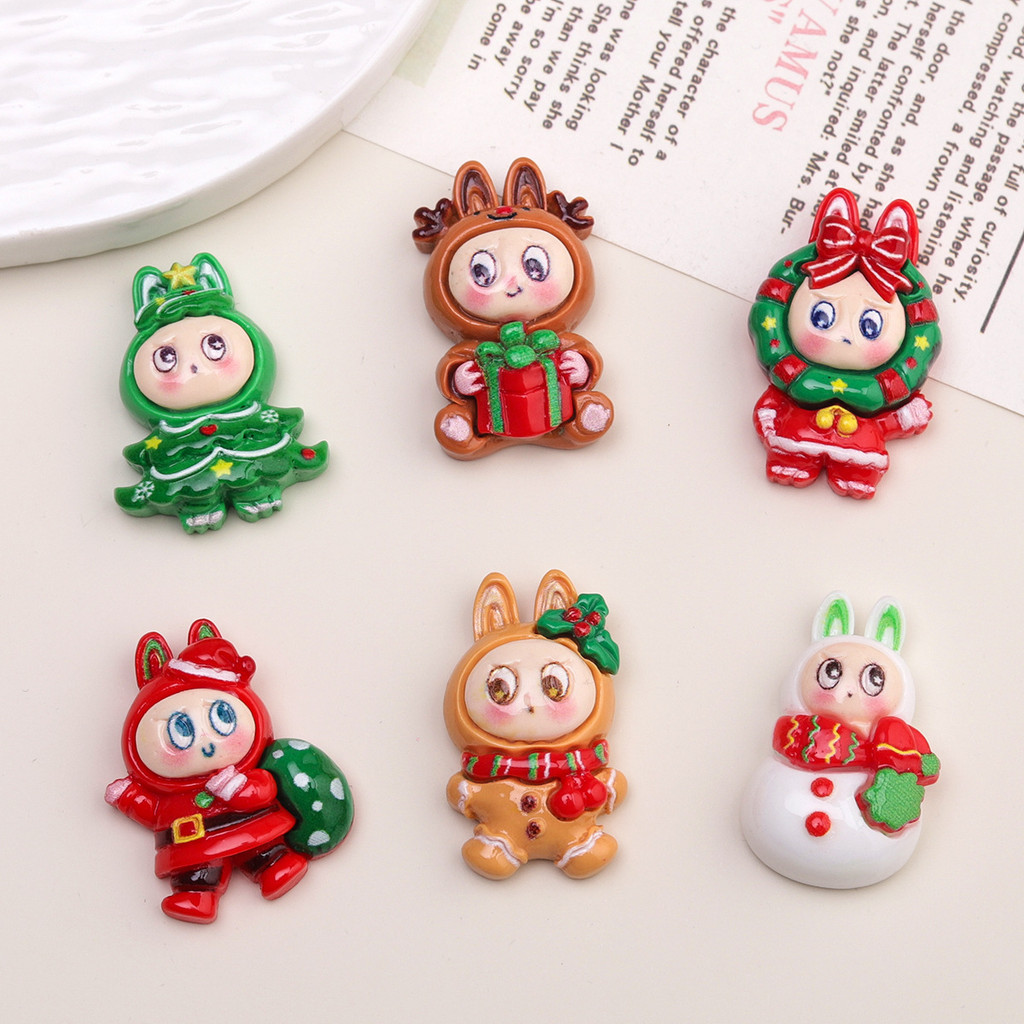เรซิ่นเสน่ห์น่ารัก 10 ชิ้น สำหรับการประดับคริสต์มาสของเด็ก (12-501)