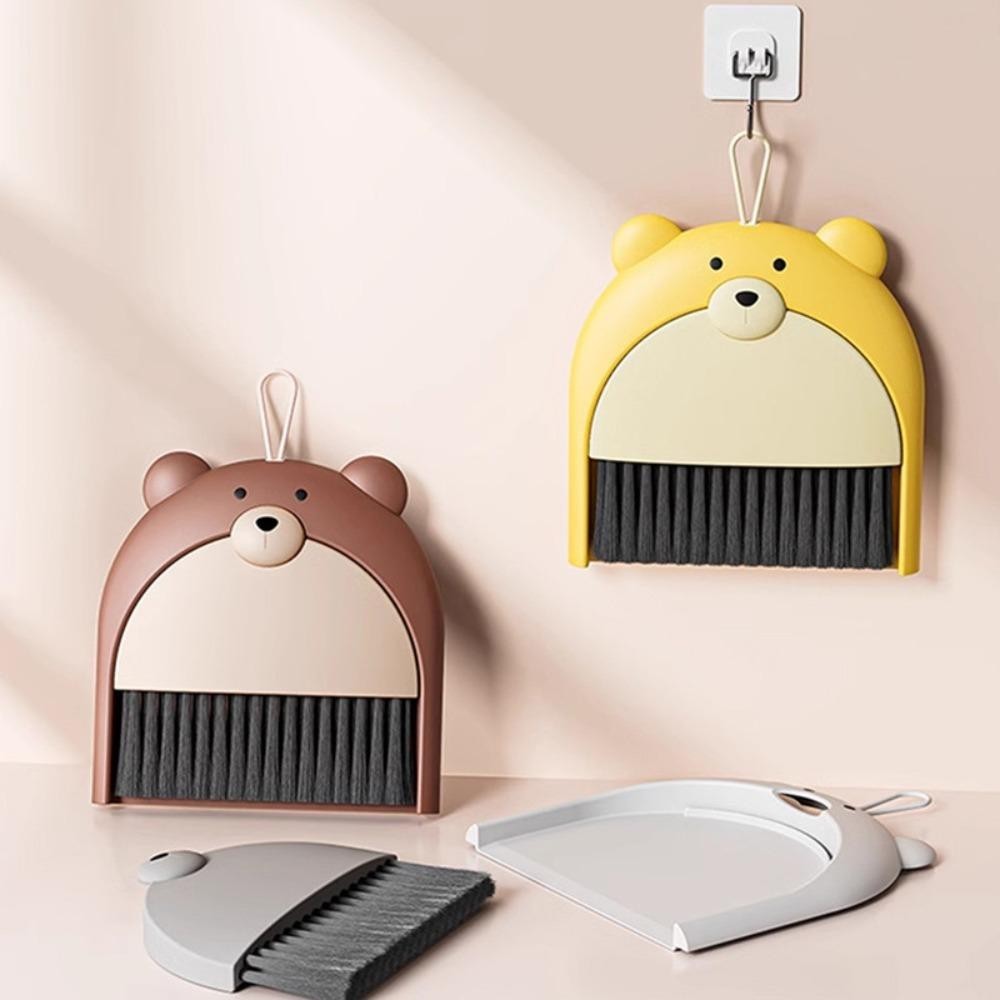 ETHEL ชุดที่โกยผงไม้กวาด, พลั่วขยะตั้งโต๊ะ PP ตุ๊กตาหมี, ที่ตักขยะขนาดเล็กแบบพับได้มัลติฟังก์ชั่นน่ารักในครัวเรือน - รูปที่ 5