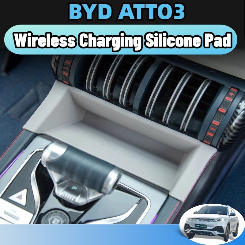 Byd atto3 แผ่นซิลิโคน กันลื่น สําหรับที่ชาร์จไร้สาย องกันฝุ่น ป้องกันรถสีดํา/สีส้มอุปกรณ์เสริม accessories