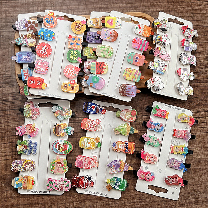 [แฟชั่น] 10pcs น่ารักการ์ตูนไอศกรีมดอกไม้คลิปผมเด็กน่ารัก Hairpins หวานอะคริลิค Barrettes สําหรับสาวแฟชั่นอุปกรณ์เสริมผม {TH}