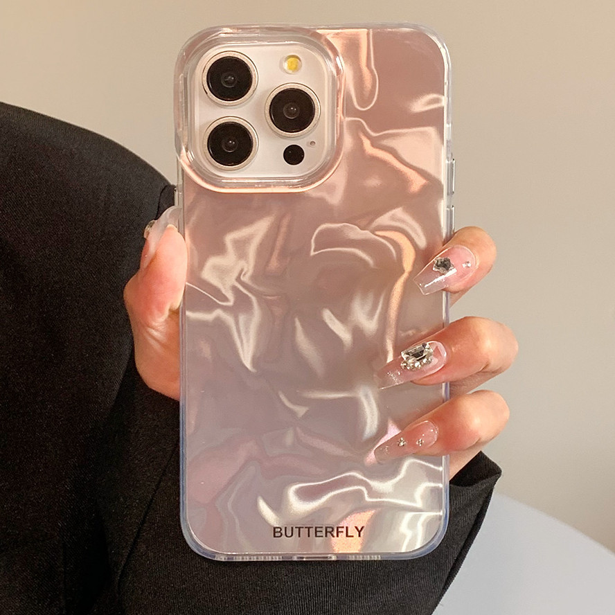 Girly Pink Wave Laserเคสโทรศัพท์สําหรับIphone 15 14 Pro Max 11 12 13 Plus XR XS Max 7Plus 8Plusกันกระแทกฮาร์ดโทรศัพท์ปกหลัง