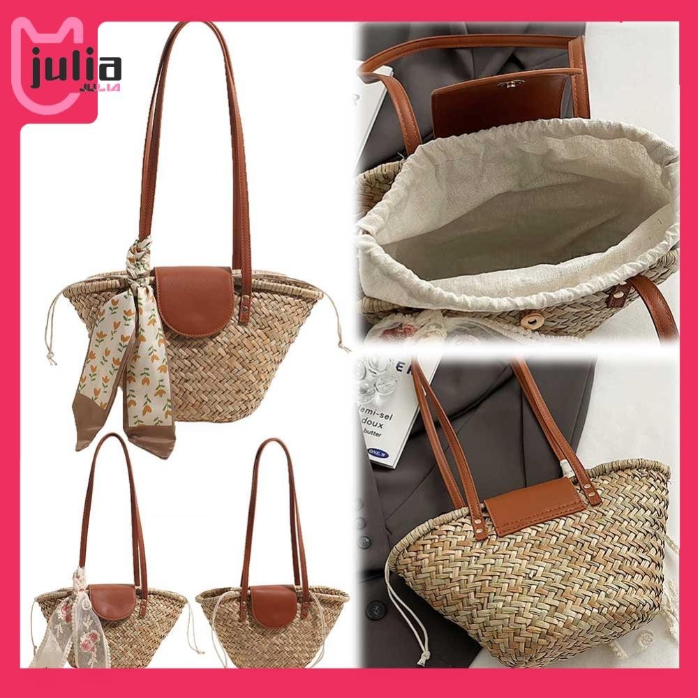 [Julia1.th] Women StrawทอTote Bag Summer Beach Bags Tote Clutch Bags for Outdoor Travel