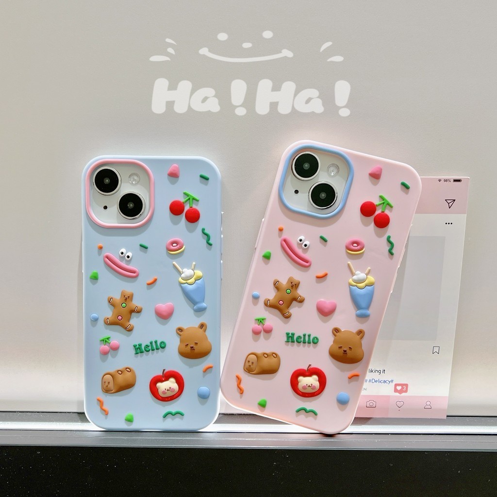 ใหม่การ์ตูนซิลิโคนhello Bearเคสโทรศัพท์เหมาะสําหรับ15PRO max 15PRO 1514 14PRO max 13 12PRO max 13pro max 12 Soft Shellกันกระแทก