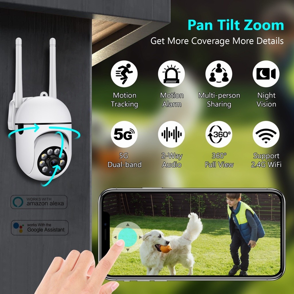 จับภาพได้ชัด แอฟYILOT กล้องวงจรปิด 3ล้านพิกเซล 5G/WiFi CCTV IP Camera คืนวิสัยทัศน์HD กล้องไร้สาย กล