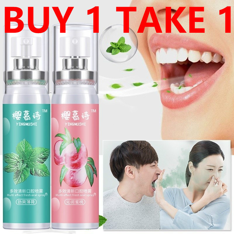 ซื้อ 1 เอา 1, 20 มล. สเปรย์ฉีดปากสําหรับกลิ่นปากมิ้นต์พีชลมหายใจสดชื่นยาวนานลมหายใจสดชื่นสเปรย์ในช่องปากแบบพกพา