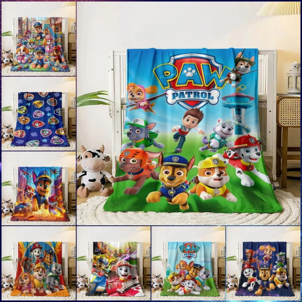 ผ้าห่มลายการ์ตูน Paw Patrol สำหรับเด็ก ทำจากผ้าฟลานเนลและผ้าขนเฟิร์ม ใช้งานได้ทั้งในห้องนอนและห้องนั