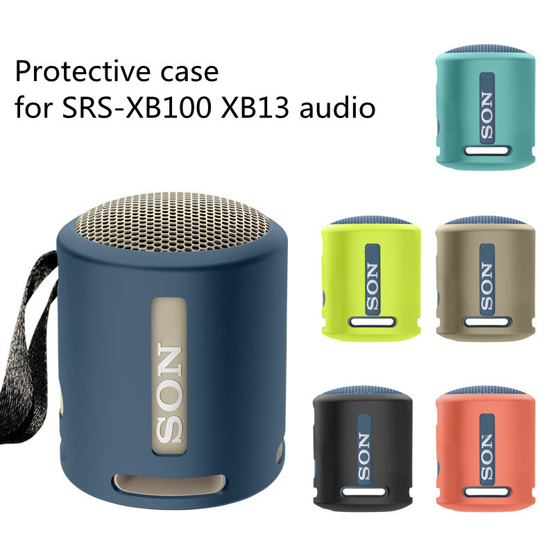 เคสซิลิโคนสําหรับ Sony SRS-XB100 XB13 ลําโพงขนาดกะทัดรัดแบบพกพาไร้สาย, กระเป๋าถือป้องกันการตกกระแทกก