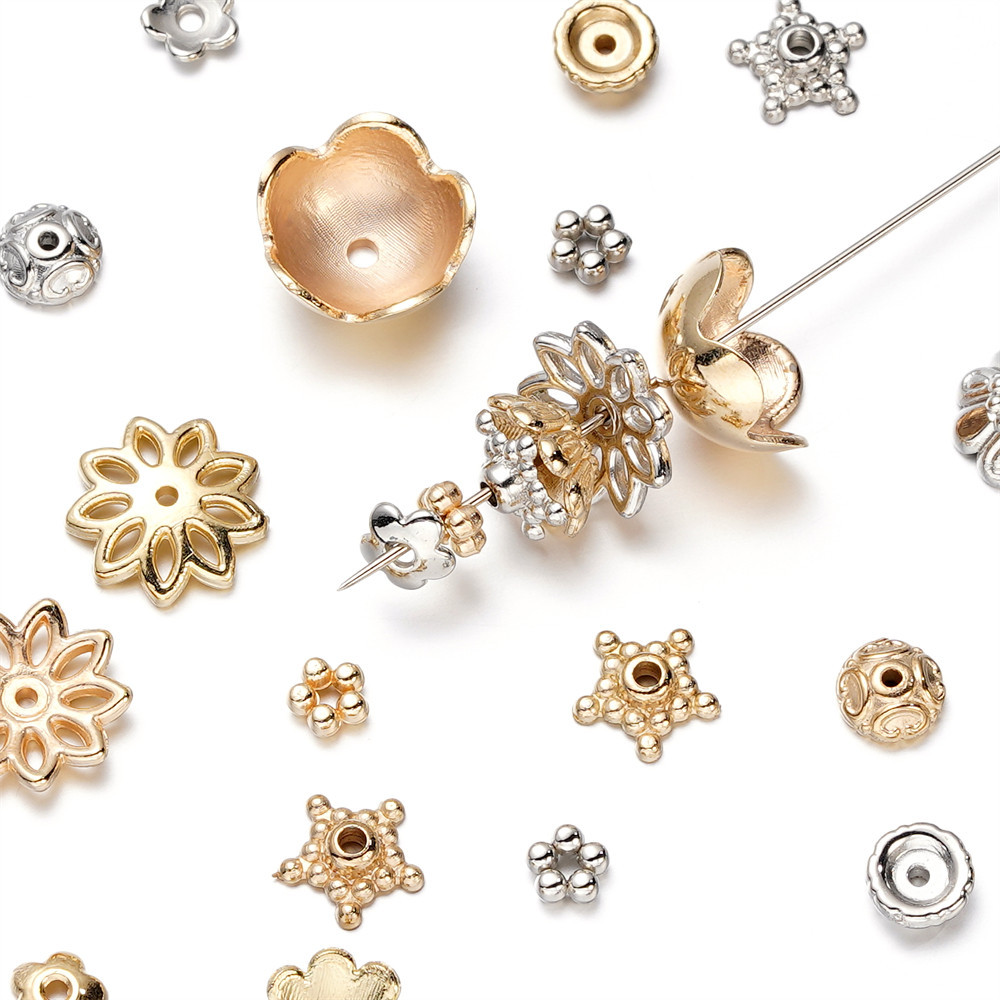 ลูกปัดเงิน  20-100ชิ้น CCBสเปเซอร์ ฐาน5กลีบ งานDIYสร้อยข้อมือ-สร้อยคอ เครื่องประดับแฮนด์เมด