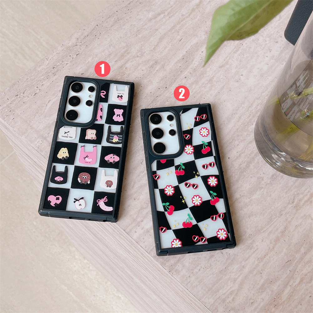 Samsungs25+ S24+ S22+ S23+ FE Ultra A05s A35 A34 A54 A15 A16 A55 A25 A23 Sweet Cool Grid All-Included Protection Case ความคิดสร้างสรรค์ปลอกสําหรับ Samsung Galaxy Full Encirclement Cover