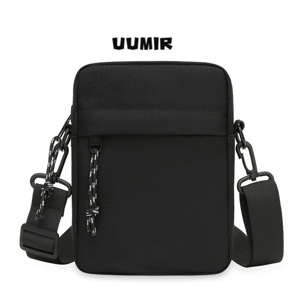 UUMIR กระเป๋าสะพายข้าง ผู้สื่อสาร กระเป๋าโทรศัพท์มือถือกันน้ําขนาดเล็กผ้าใบซิปเรียบง่ายน้ําหนักเบากระเป๋าสะพายข้างชาย