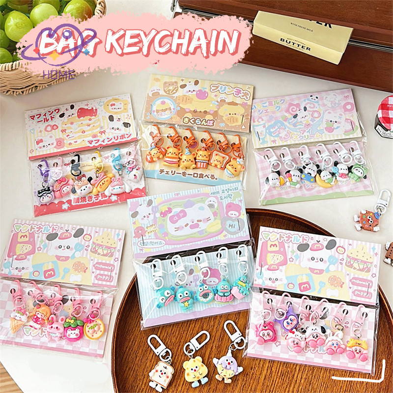 [mayhome] 6/5 ชิ้นการ์ตูน Kuromi Melody Pochacco พวงกุญแจจี้สําหรับผู้หญิงสาวน่ารักกระเป๋าเป้สะพายหลังพวงกุญแจรถกระเป๋าอุปกรณ์ตกแต่งของขวัญ {TH}